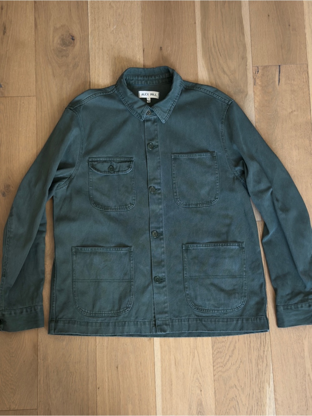Alex Mill Garment Dyed Work Jacket In Recycled Denim. Green (Faded Cypress). XL